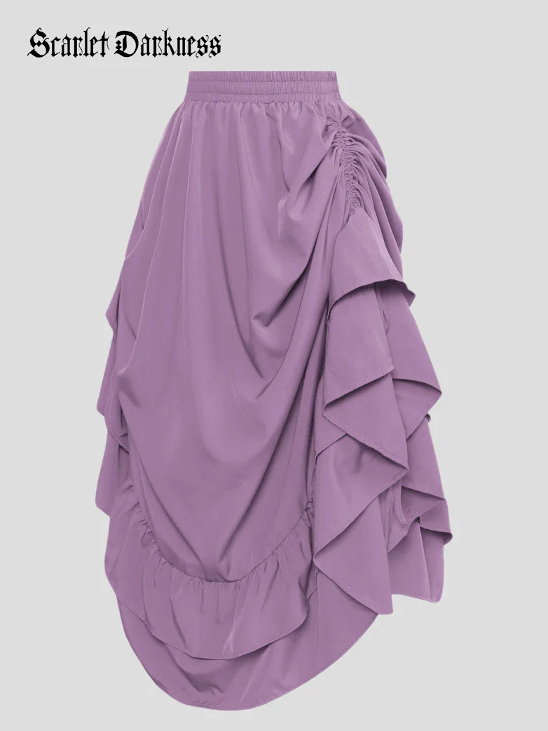 Women Ruffled High-Low 3 Ways Pirate Skirt - Image 28