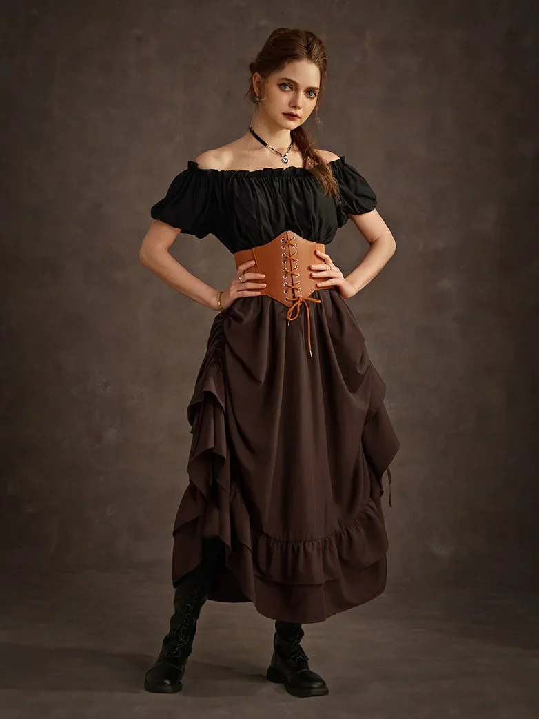 Women Ruffled High-Low 3 Ways Pirate Skirt - Image 3