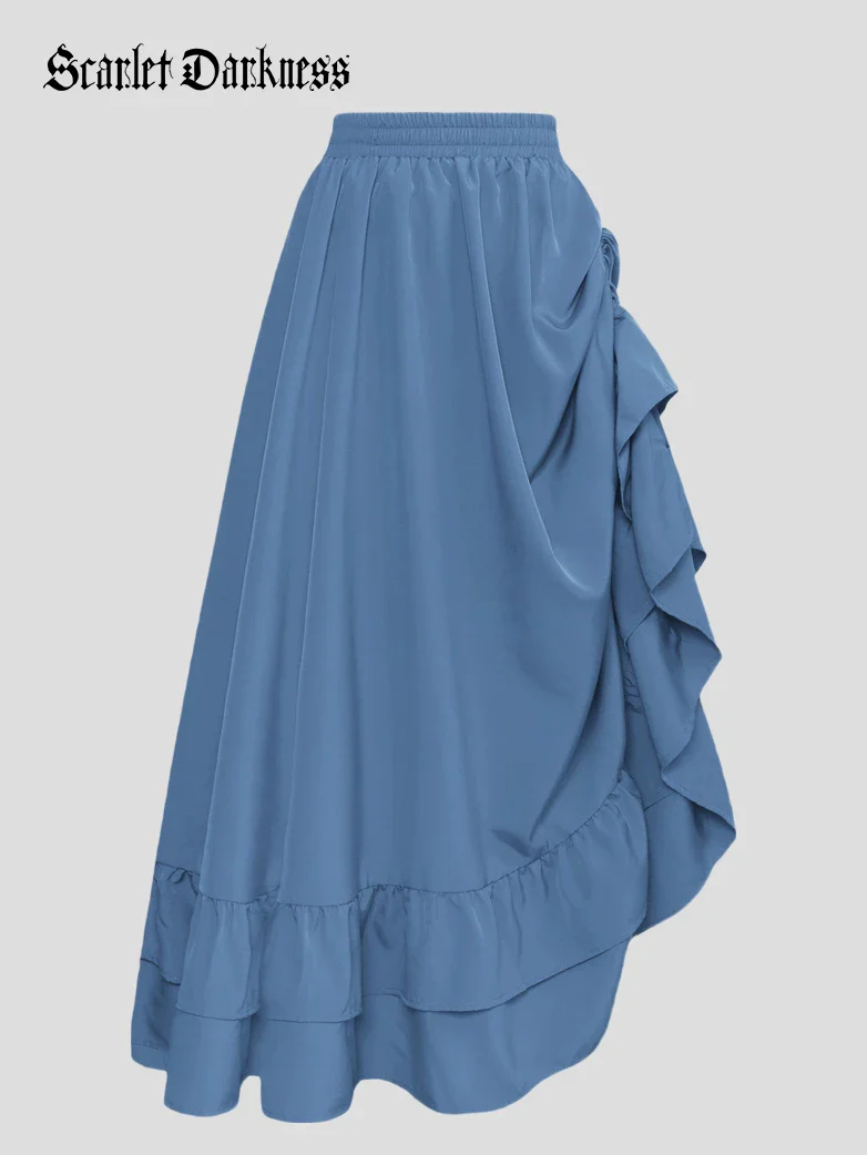 Women Ruffled High-Low 3 Ways Pirate Skirt - Image 31