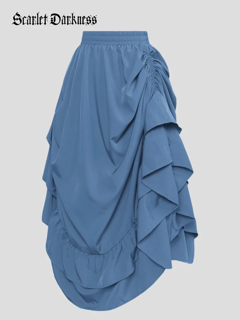 Women Ruffled High-Low 3 Ways Pirate Skirt - Image 32
