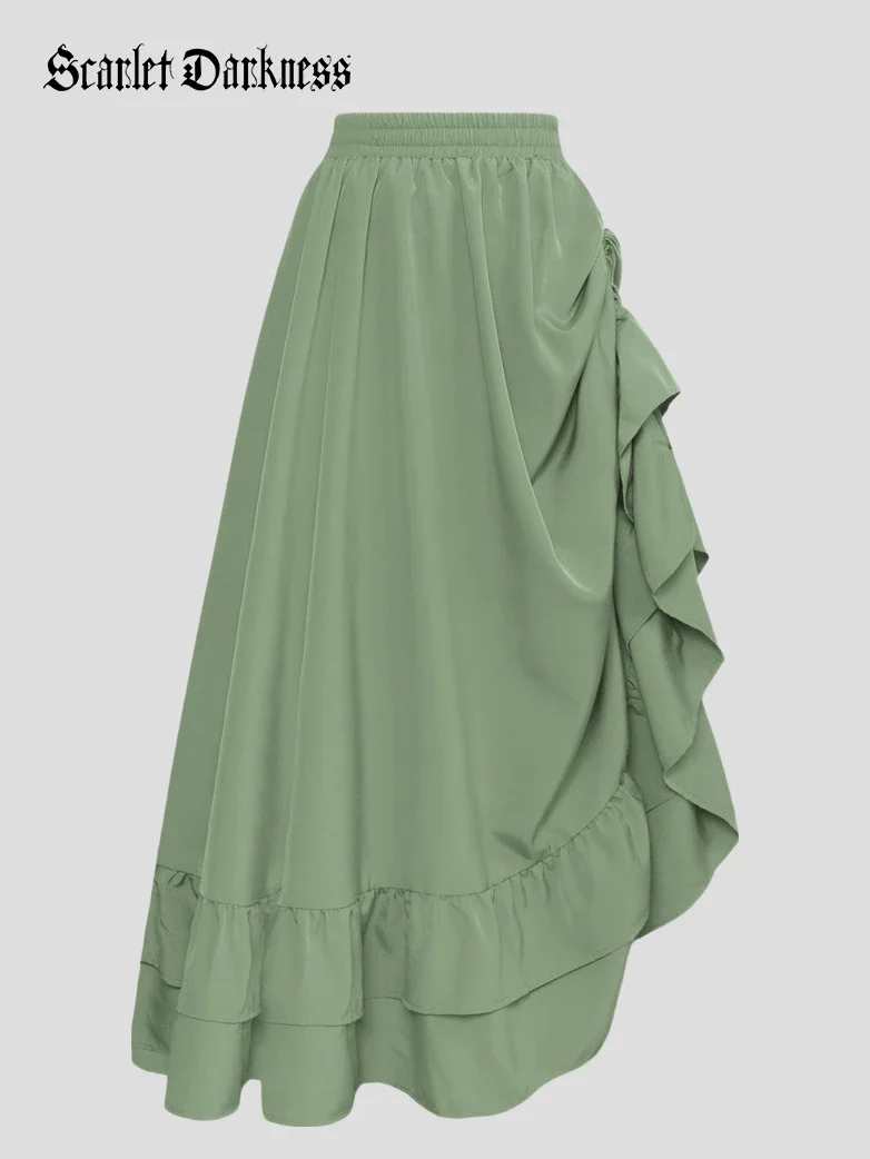 Women Ruffled High-Low 3 Ways Pirate Skirt - Image 35