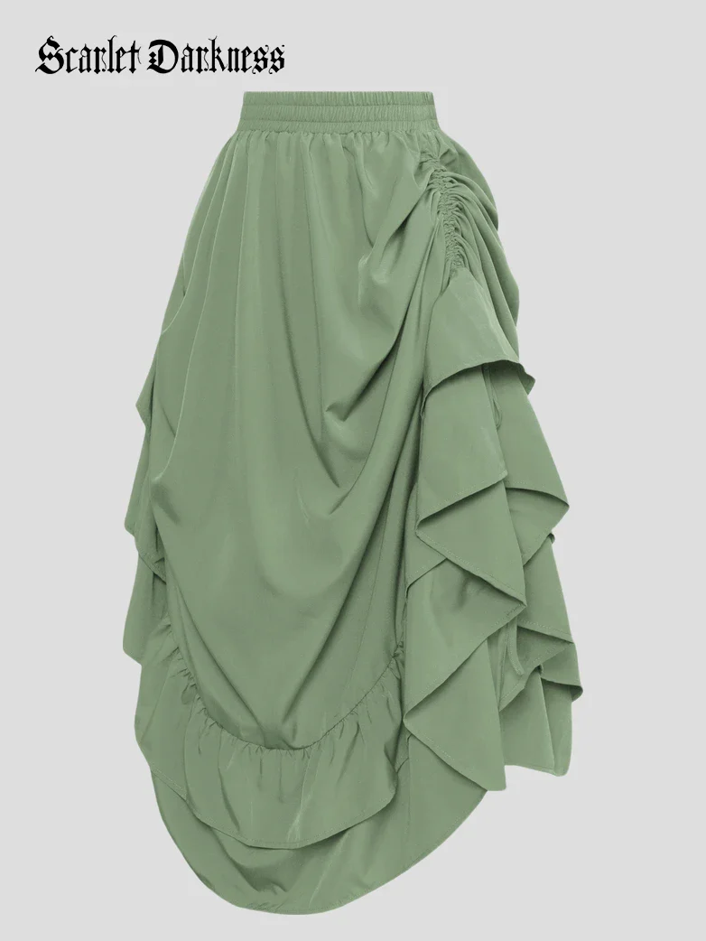 Women Ruffled High-Low 3 Ways Pirate Skirt - Image 36
