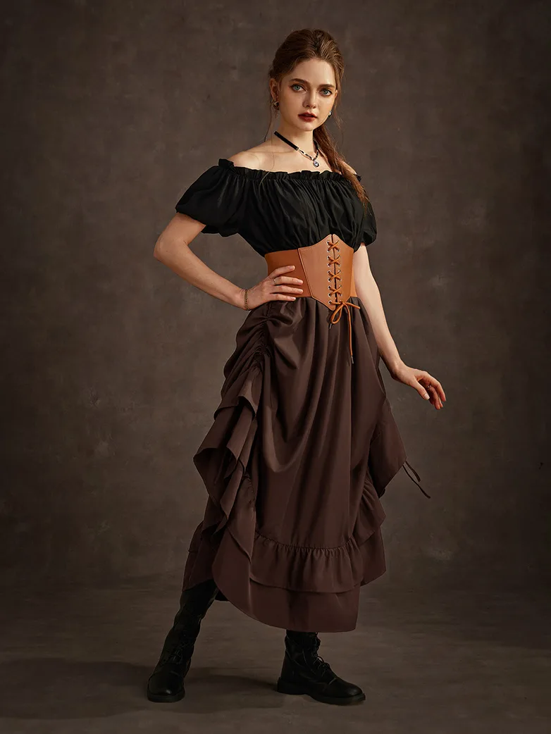 Women Ruffled High-Low 3 Ways Pirate Skirt - Image 4