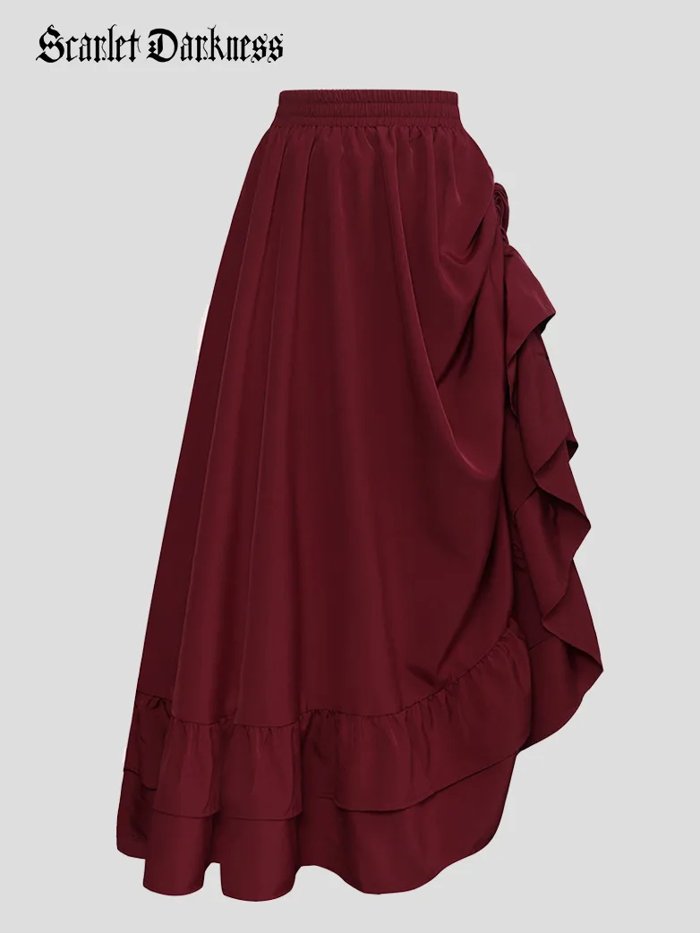 Women Ruffled High-Low 3 Ways Pirate Skirt - Image 7