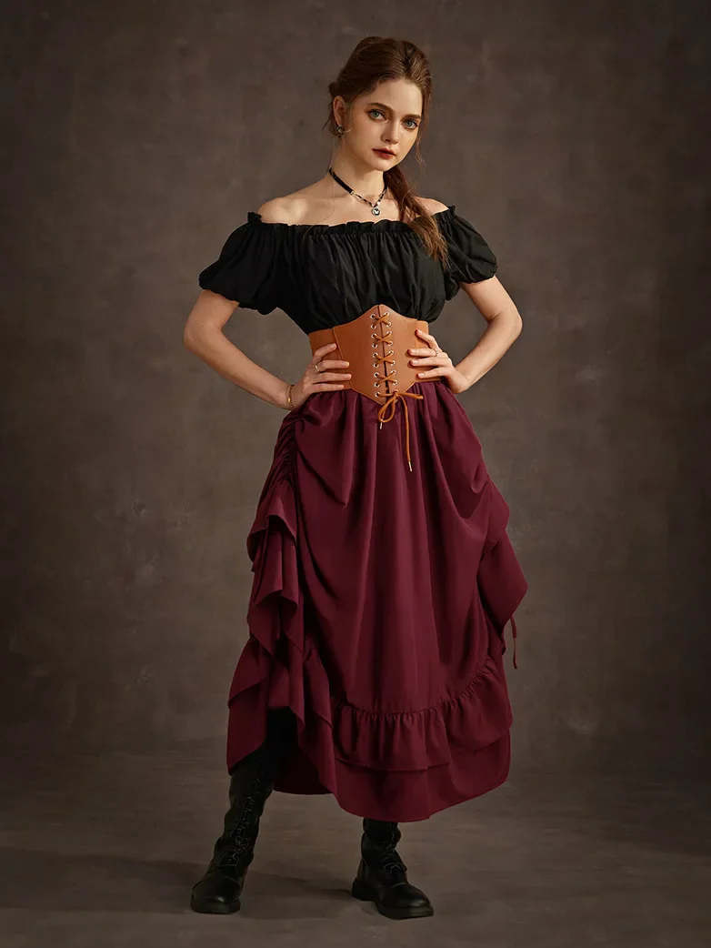 Women Ruffled High-Low 3 Ways Pirate Skirt - Image 8
