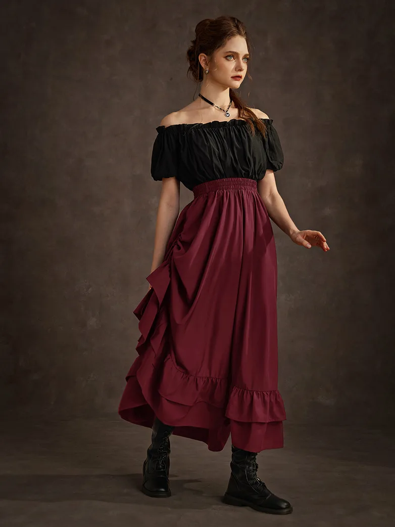 Women Ruffled High-Low 3 Ways Pirate Skirt - Image 9