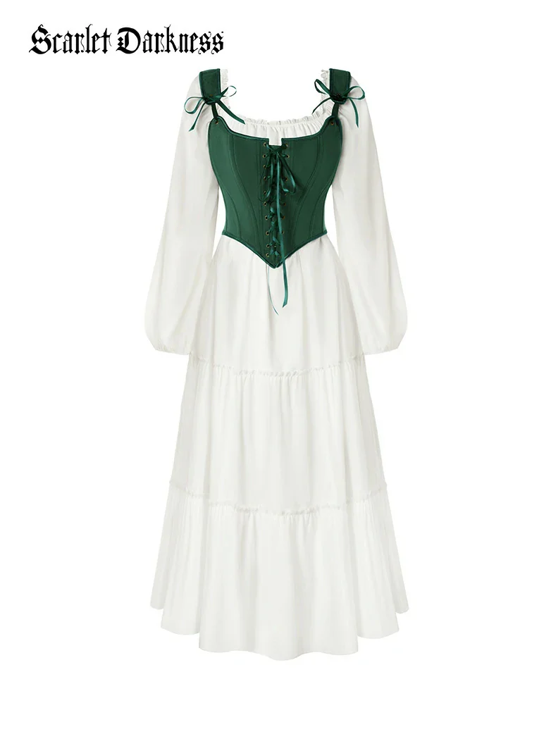Renaissance Costume Set Maxi Dress+Bones Corset - Image 15