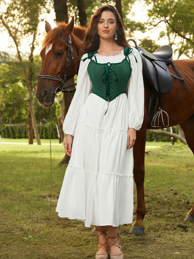 Renaissance Costume Set Maxi Dress+Bones Corset - Image 17