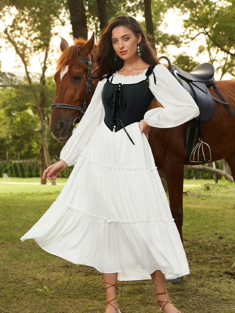 Renaissance Costume Set Maxi Dress+Bones Corset - Image 2
