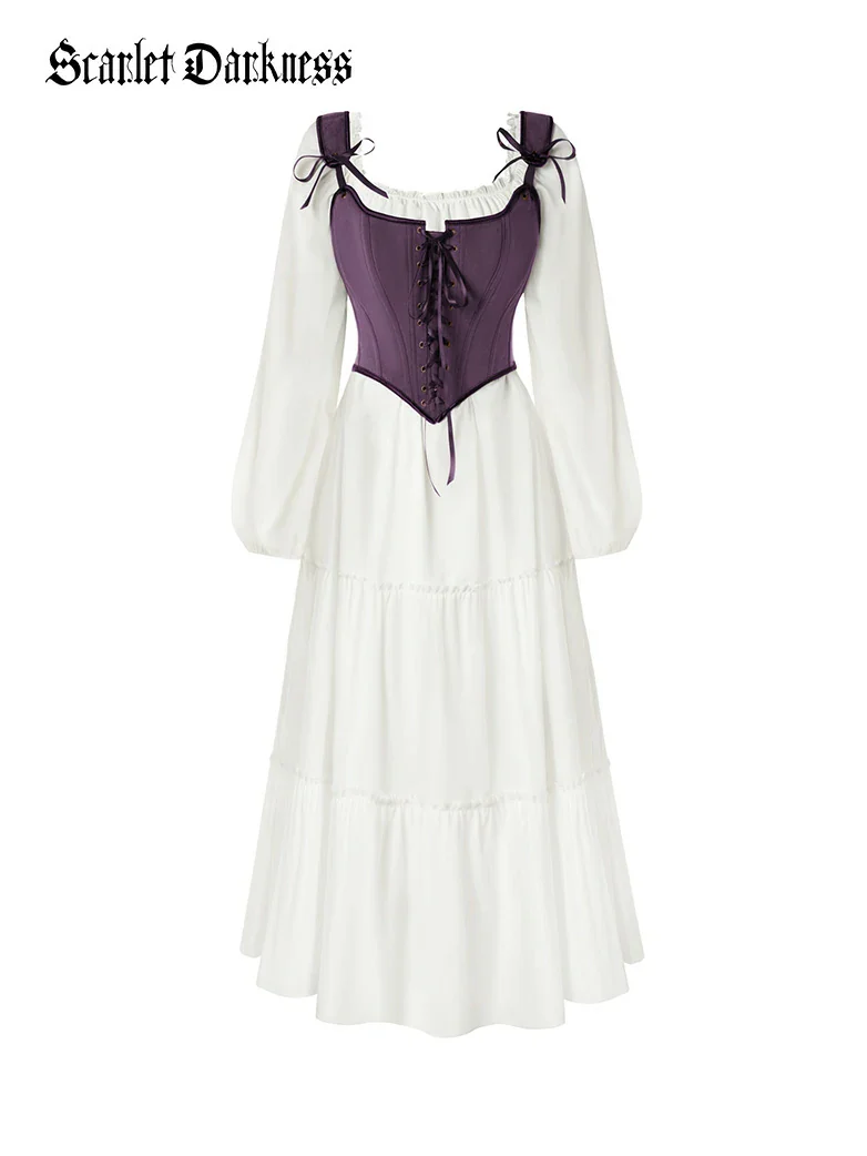 Renaissance Costume Set Maxi Dress+Bones Corset - Image 20