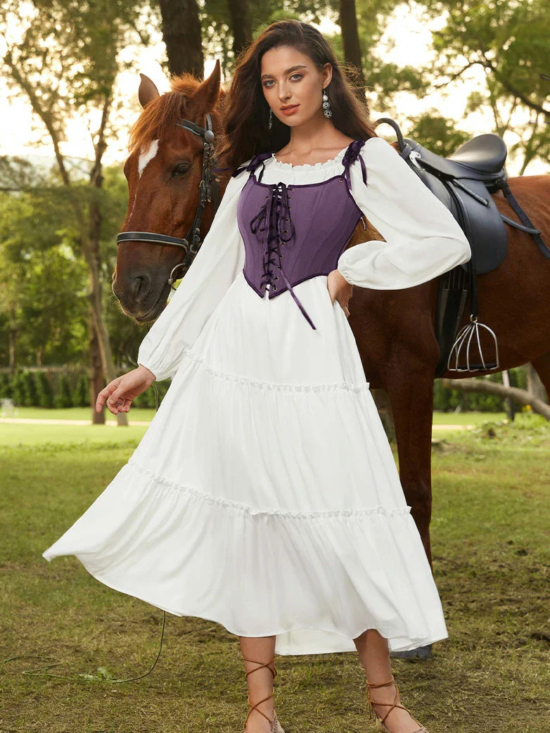 Renaissance Costume Set Maxi Dress+Bones Corset - Image 21