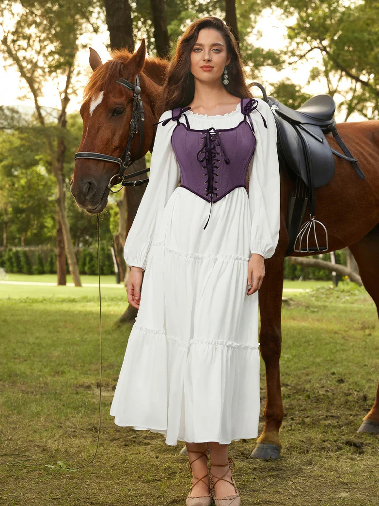 Renaissance Costume Set Maxi Dress+Bones Corset - Image 22