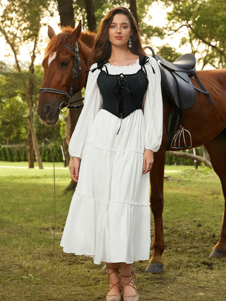 Renaissance Costume Set Maxi Dress+Bones Corset - Image 3
