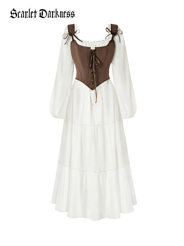 Renaissance Costume Set Maxi Dress+Bones Corset - Image 8