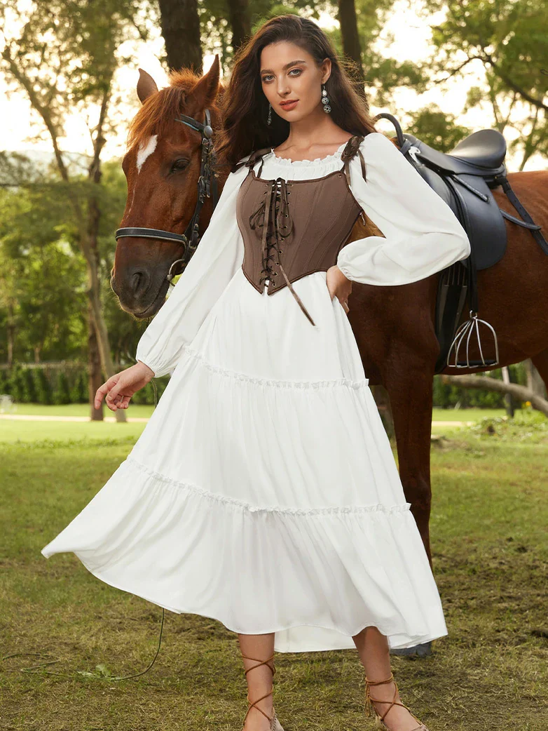 Renaissance Costume Set Maxi Dress+Bones Corset - Image 9