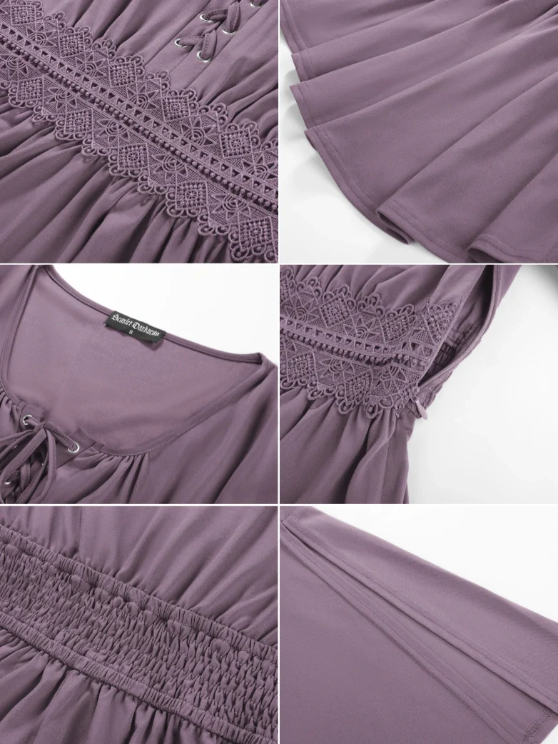 Renaissance Curved Hem Bell Sleeve Slit Tops - Image 10