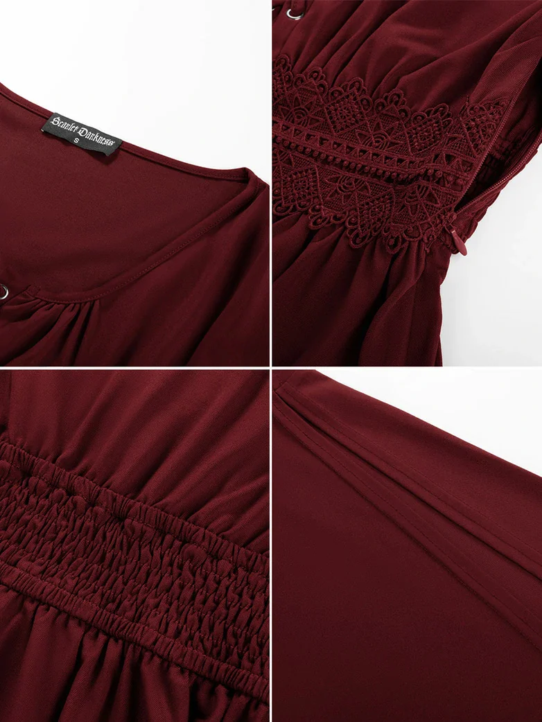 Renaissance Curved Hem Bell Sleeve Slit Tops - Image 14