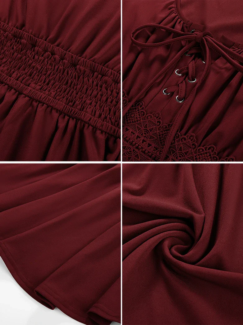 Renaissance Curved Hem Bell Sleeve Slit Tops - Image 15
