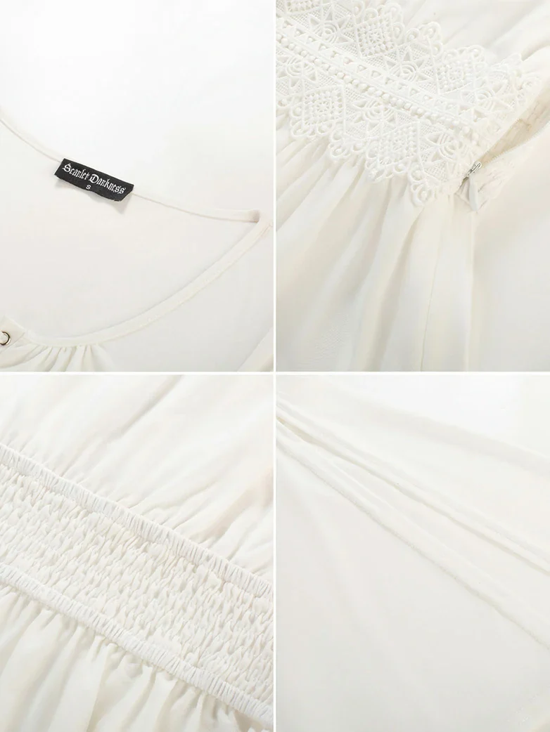 Renaissance Curved Hem Bell Sleeve Slit Tops - Image 19