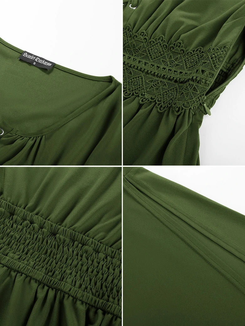 Renaissance Curved Hem Bell Sleeve Slit Tops - Image 5
