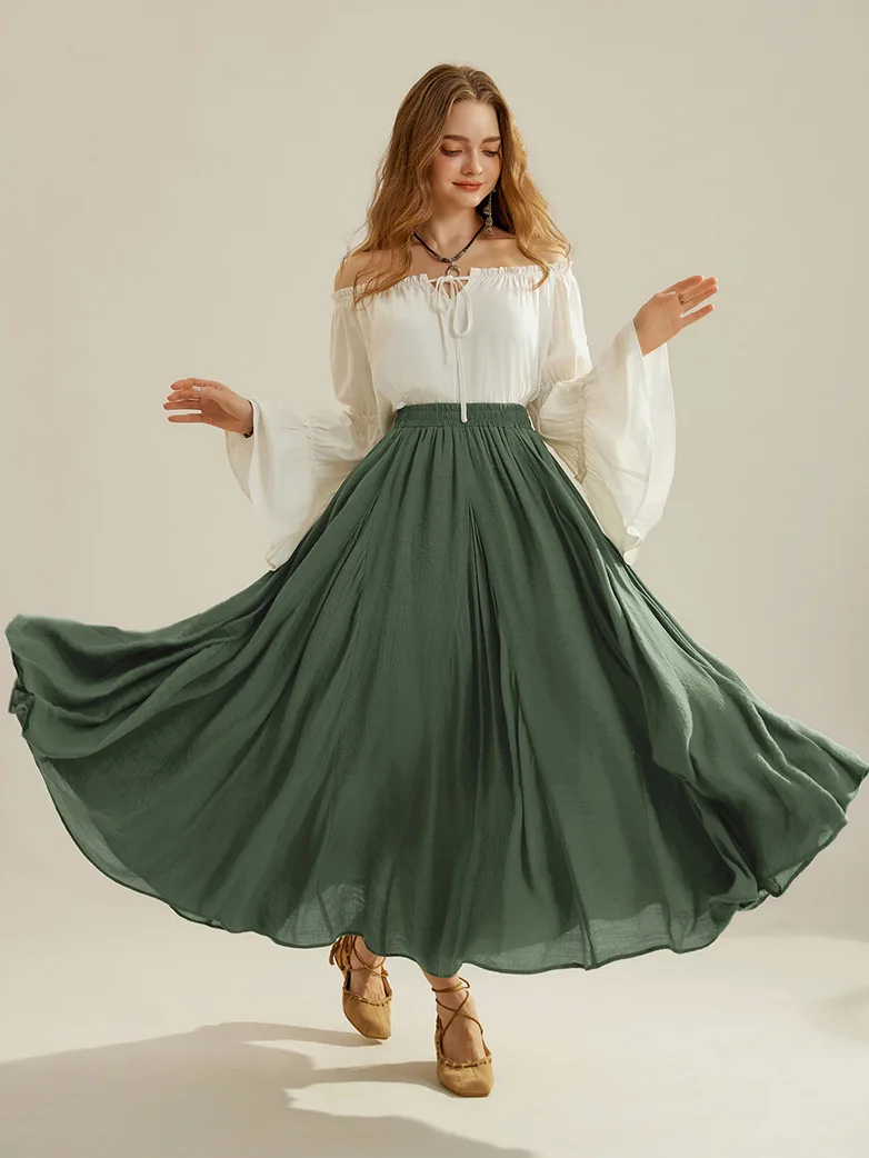 Renaissance Elastic Waist Fairy Swing Pockets Skirt - Image 9