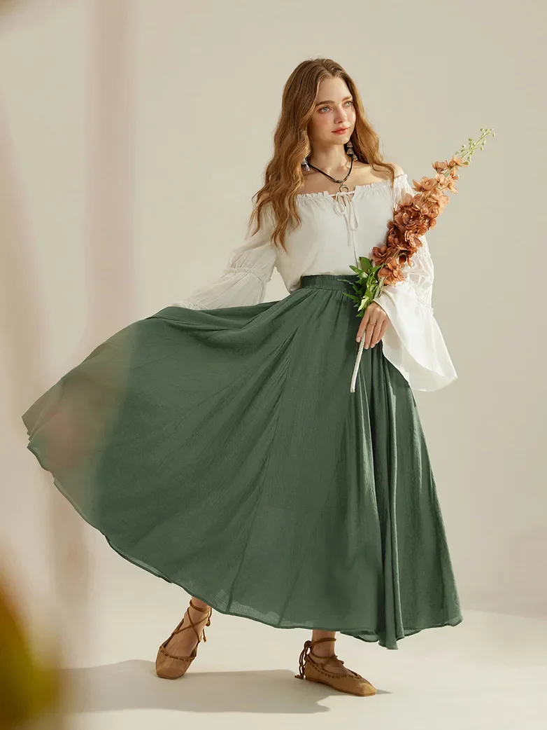 Renaissance Elastic Waist Fairy Swing Pockets Skirt - Image 7