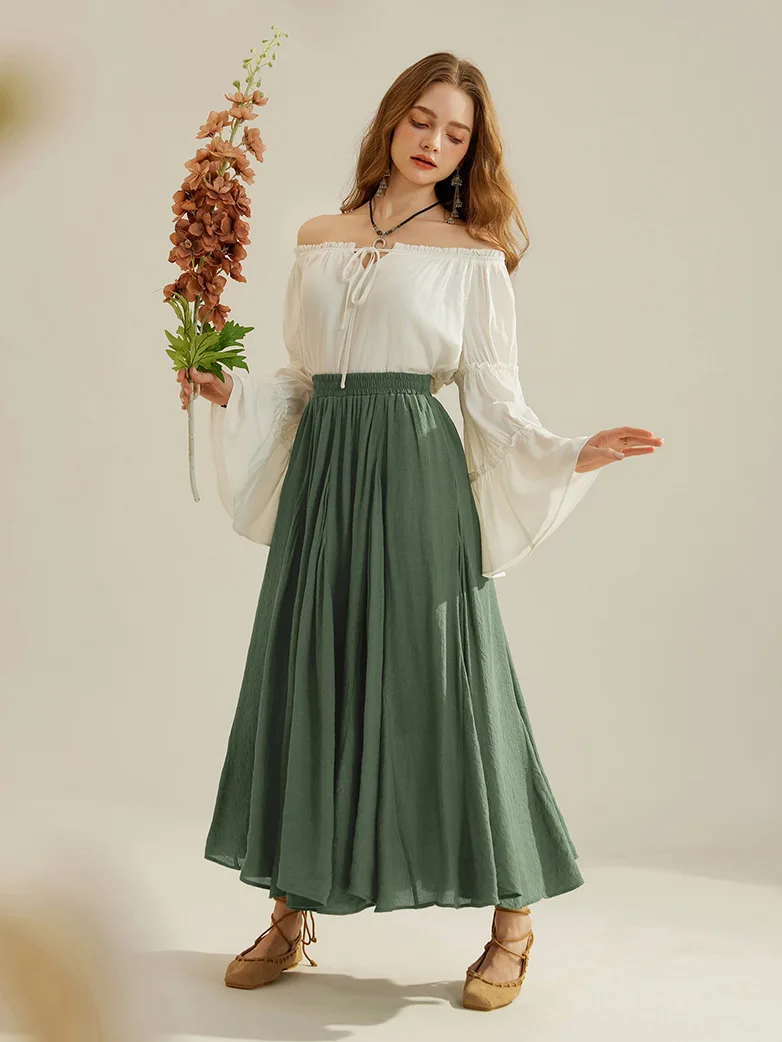 Renaissance Elastic Waist Fairy Swing Pockets Skirt - Image 8