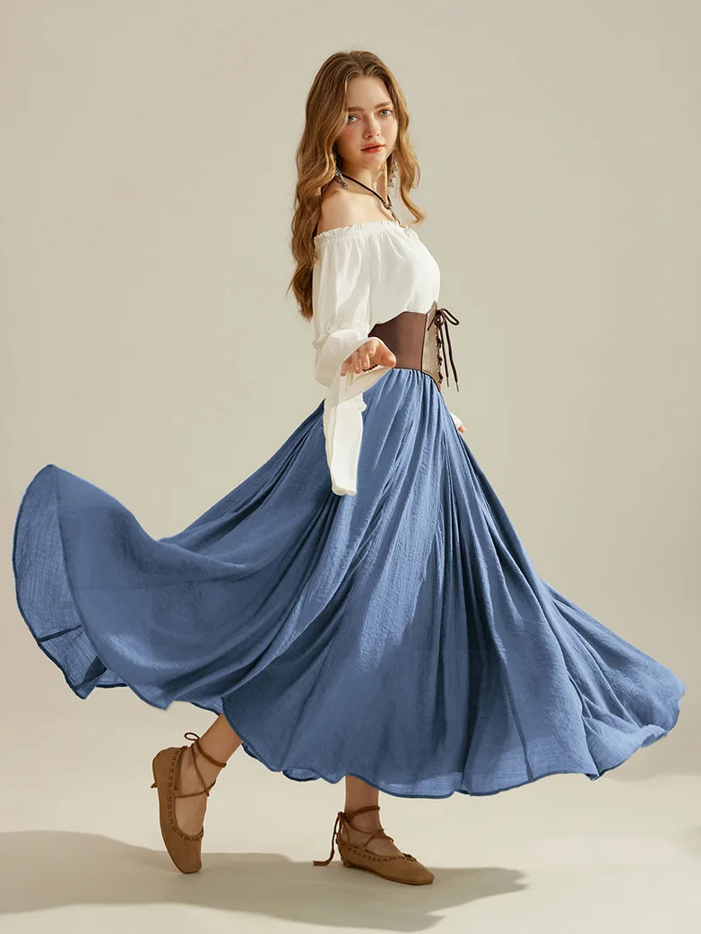 Renaissance Elastic Waist Fairy Swing Pockets Skirt - Image 33