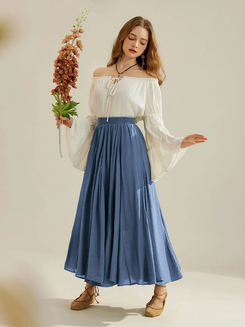 Renaissance Elastic Waist Fairy Swing Pockets Skirt - Image 34