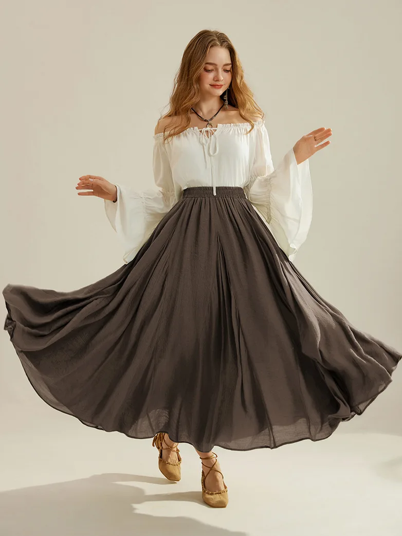Renaissance Elastic Waist Fairy Swing Pockets Skirt - Image 30