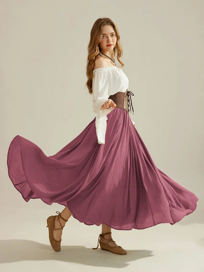 Renaissance Elastic Waist Fairy Swing Pockets Skirt - Image 12