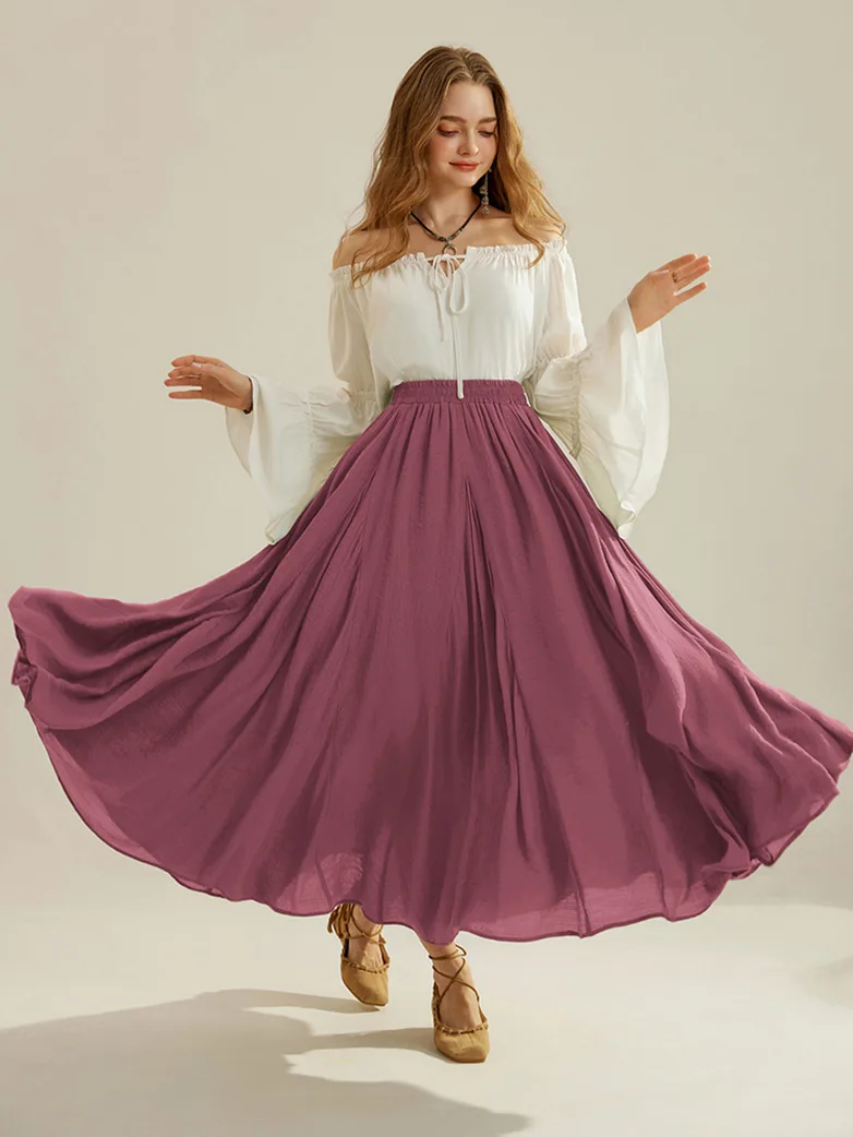 Renaissance Elastic Waist Fairy Swing Pockets Skirt - Image 13