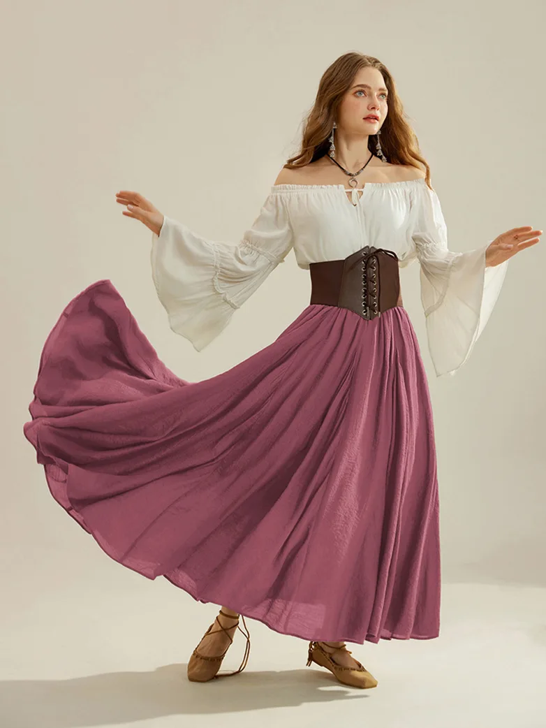 Renaissance Elastic Waist Fairy Swing Pockets Skirt - Image 14