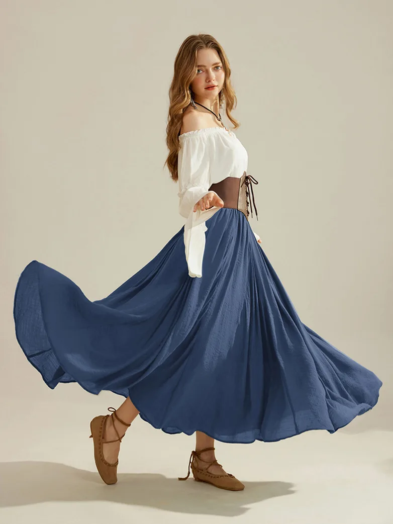Renaissance Elastic Waist Fairy Swing Pockets Skirt - Image 3