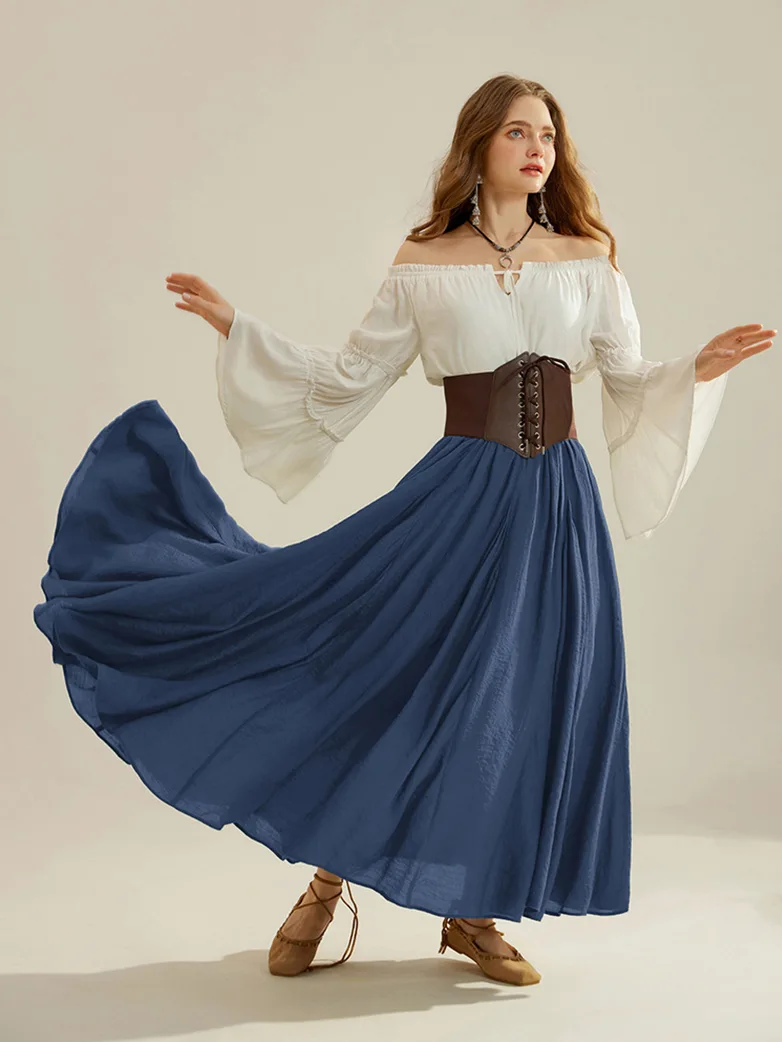 Renaissance Elastic Waist Fairy Swing Pockets Skirt - Image 4
