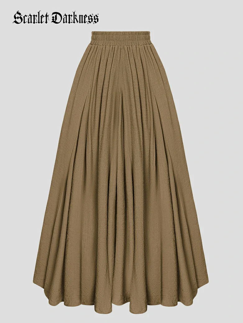 Renaissance Elastic Waist Fairy Swing Pockets Skirt - Image 60