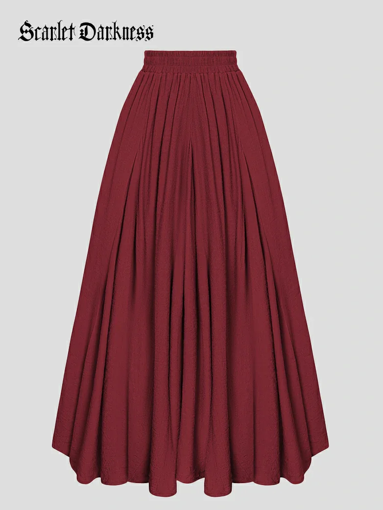 Renaissance Elastic Waist Fairy Swing Pockets Skirt - Image 50