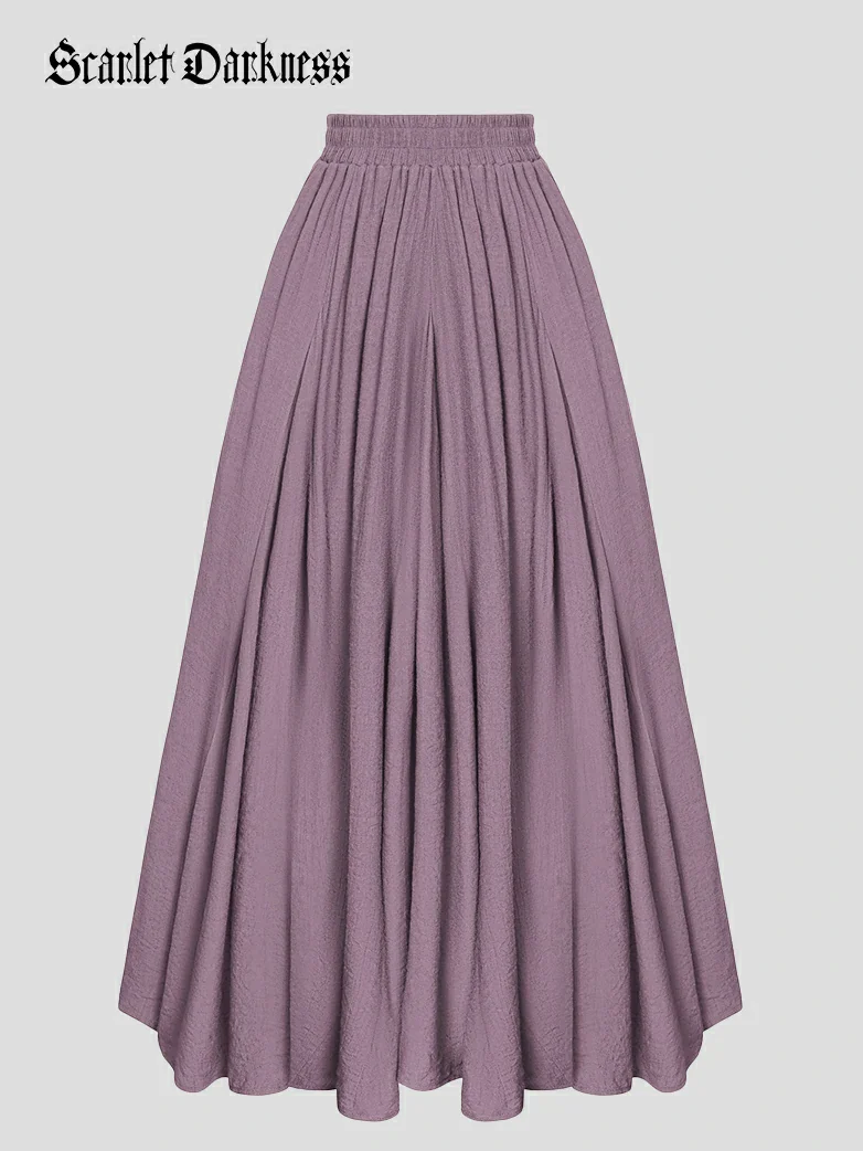 Renaissance Elastic Waist Fairy Swing Pockets Skirt - Image 65