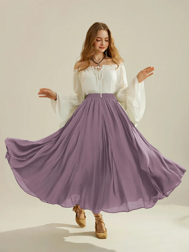 Renaissance Elastic Waist Fairy Swing Pockets Skirt - Image 66