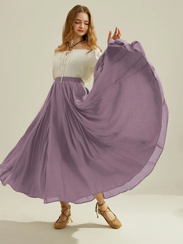 Renaissance Elastic Waist Fairy Swing Pockets Skirt - Image 68