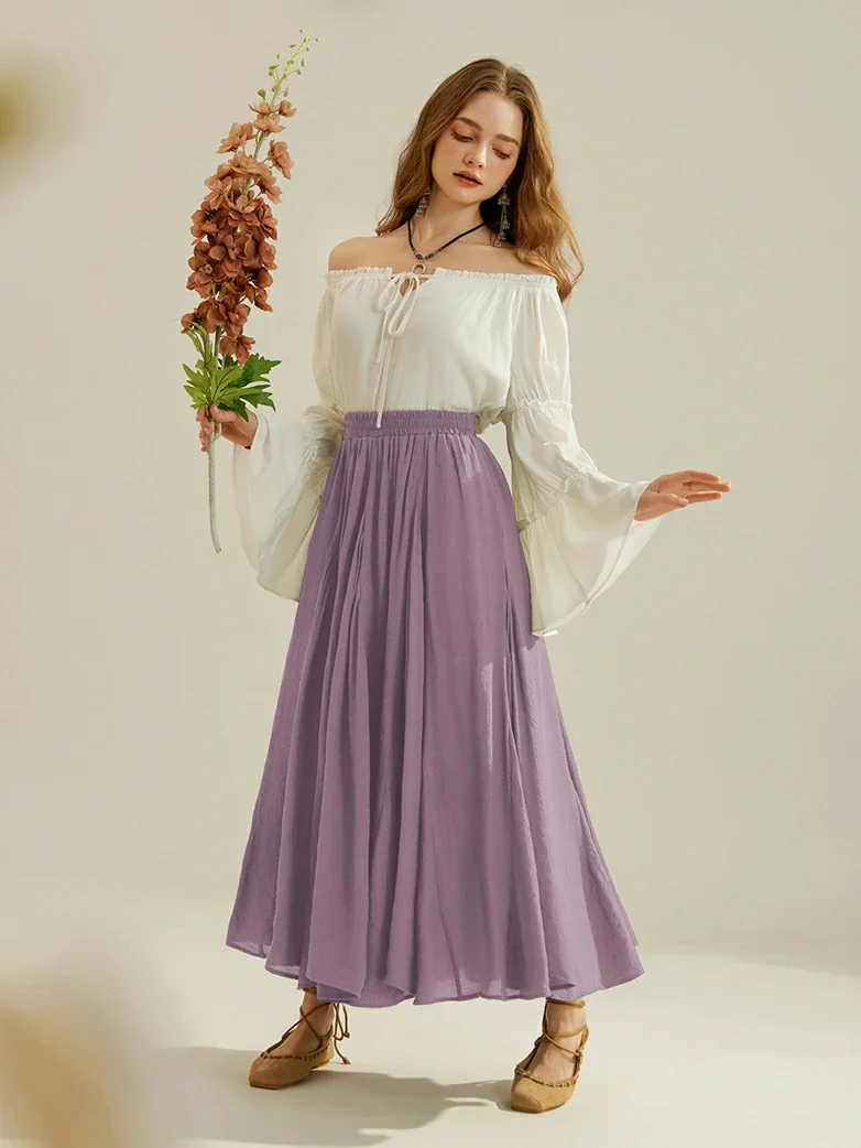 Renaissance Elastic Waist Fairy Swing Pockets Skirt - Image 67