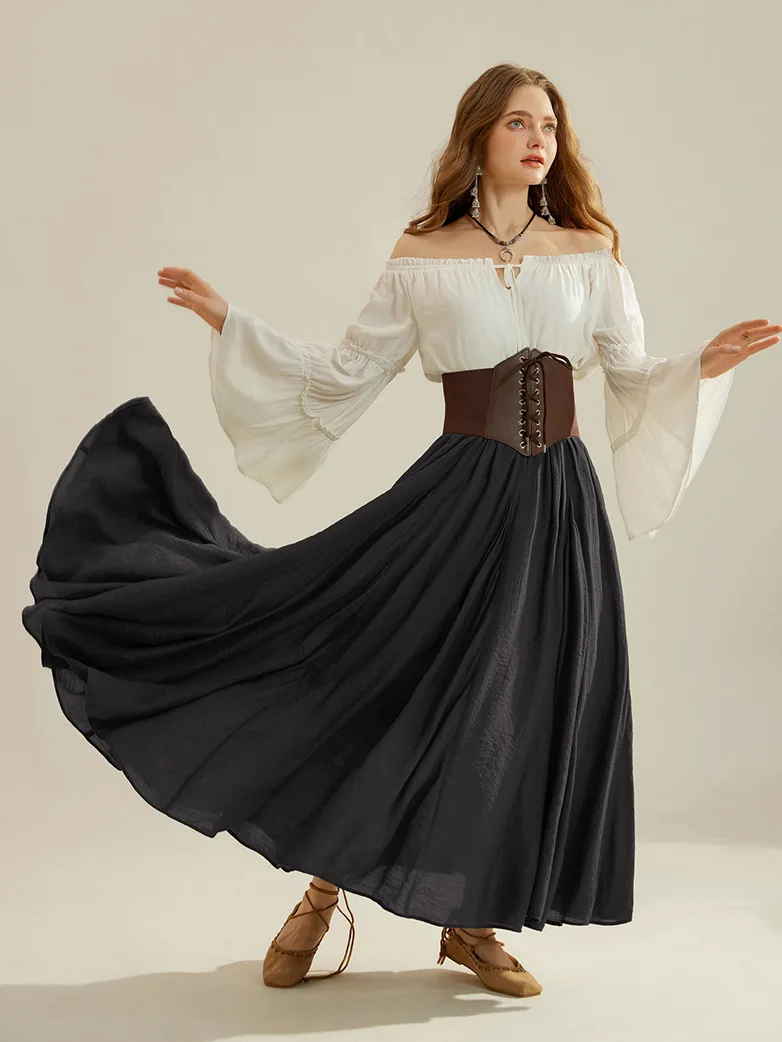 Renaissance Elastic Waist Fairy Swing Pockets Skirt - Image 24