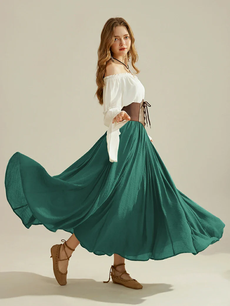 Renaissance Elastic Waist Fairy Swing Pockets Skirt - Image 58