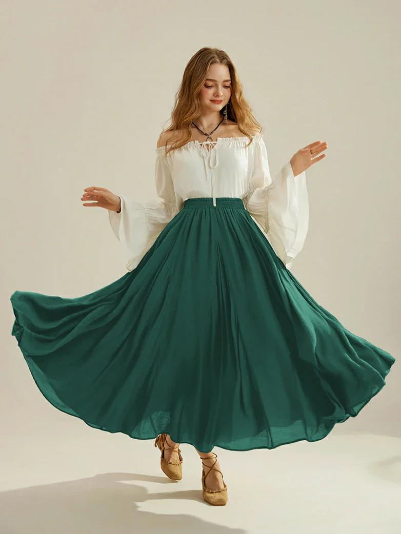 Renaissance Elastic Waist Fairy Swing Pockets Skirt - Image 57