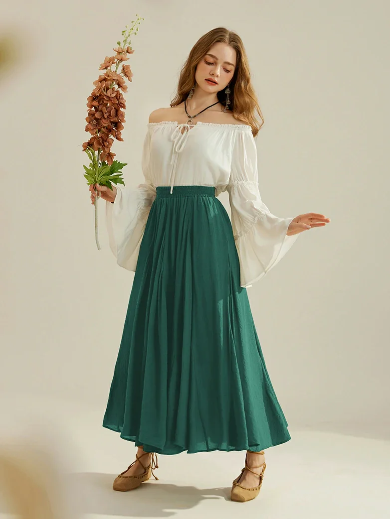 Renaissance Elastic Waist Fairy Swing Pockets Skirt - Image 56