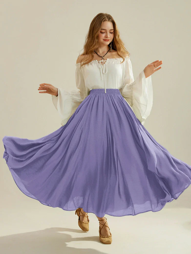 Renaissance Elastic Waist Fairy Swing Pockets Skirt - Image 71