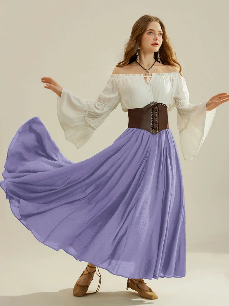 Renaissance Elastic Waist Fairy Swing Pockets Skirt - Image 72