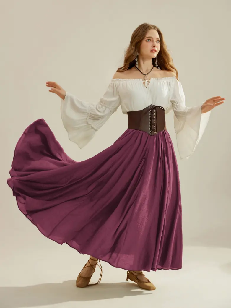 Renaissance Elastic Waist Fairy Swing Pockets Skirt - Image 81
