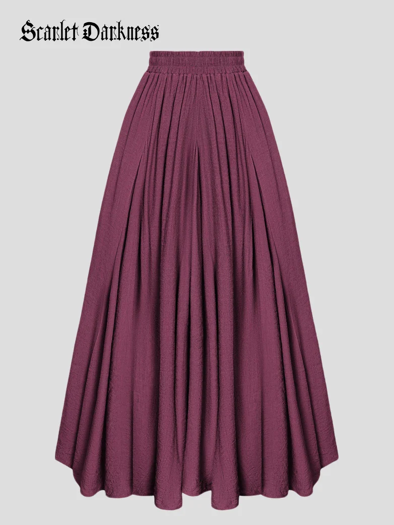 Renaissance Elastic Waist Fairy Swing Pockets Skirt - Image 78