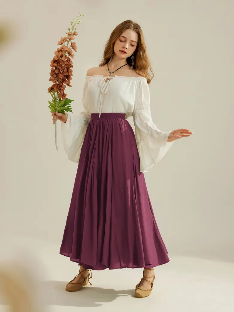 Renaissance Elastic Waist Fairy Swing Pockets Skirt - Image 79